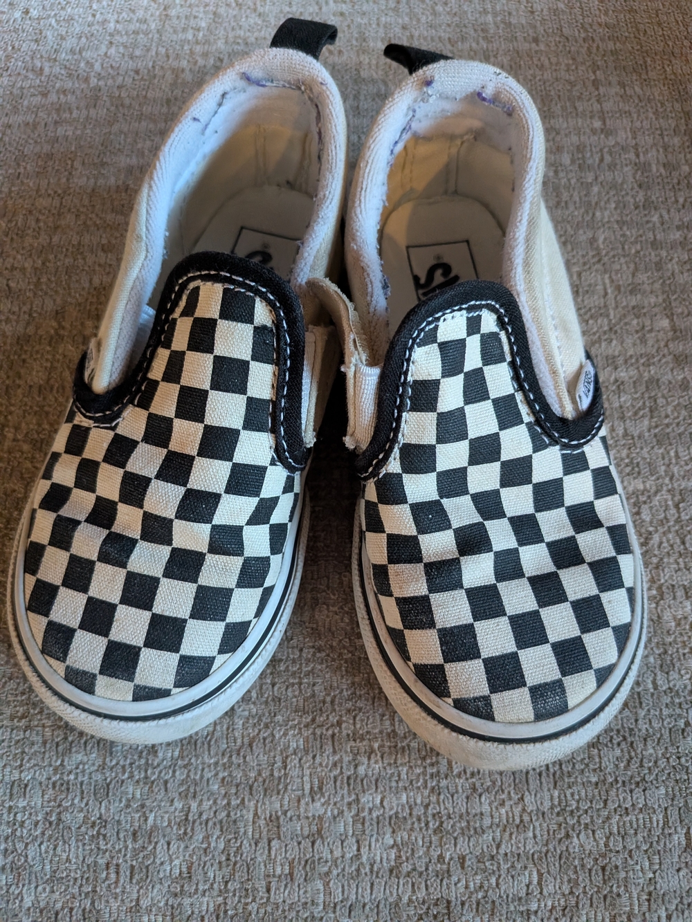 Vans Kids Black and White Checkerboard Slip-On